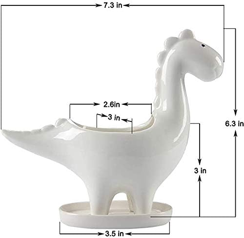 KiaoTime Dinosaur Shape White Ceramic Succulent Planters Pots little Planter flower Bonsai Plant Dino Pots Vase Container Cactus Desktop Animal Decoration Pencil Holder Nursery Pots (Herbivore) - Image 5