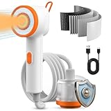 Portable Camping Shower with Filtration, Long Lasting Rechargeable Outdoor Shower with Led Light, Low Noise Portable Shower Pump Head for Hiking, Beach Vacation, Pet Bath, Camping Essentials