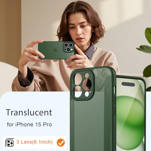 Coque iPhone 15 Pro KPPIT antichoc et translucide vert - 6