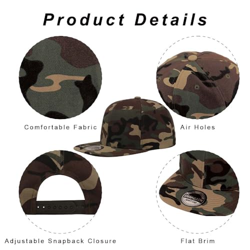 Image of ZH Plain Flat Brim Snapback Baseball Caps Adjustable Blank Baseball Caps Wholesale 12 Pack