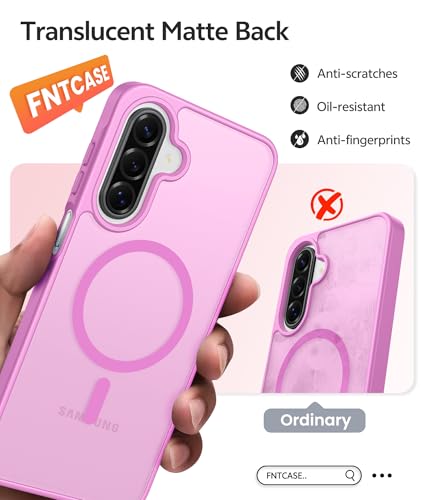 Image of FNTCASE for Galaxy A17 /A16 5G Phone Case: for Samsung A17 Cases [Compatible with Magsafe] [Screen Protector] Matte Translucent Military Grade Protection for Samsung A 17 & A 16 4G Cover - Pink