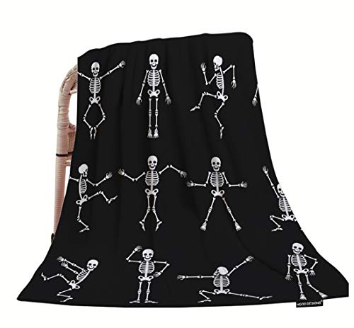 HGOD DESIGNS Skeleton Throw Blanket,Funny Cartoon Dancing Skeleton Body Soft Warm Decorative Throw Blanket for Baby Toddler or Pets Cat Dog 30