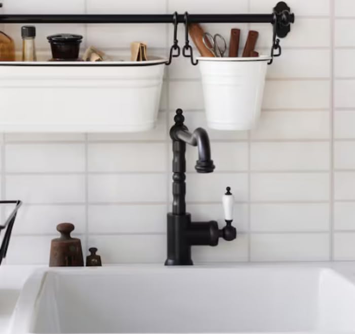 Robinet de Cuisine K025B - Mitigeur Cuisine Laiton - Collection Céphise - Facile à installer - Robinet Evier de Cuisine Pratique et Solide - Noir