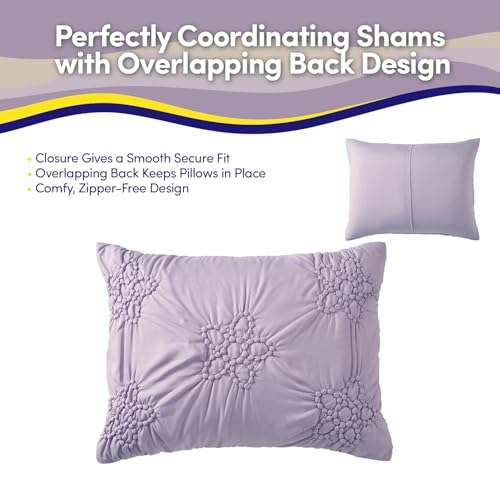 Image of Floral Pintuck Comforter Set Twin Size - Bed in a Bag with Sheets, Pillowcases & Shams - Soft Stylish Sports Bedding - All Season Boys Basketball Bed Set
