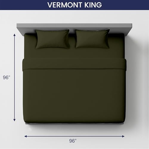 Image of SGI 96 inchx96 inch 4 Pc Vermont King Sheet Set 600 TC 18 inch Deep, Olive Green