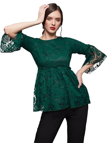 Image of Miss Chase Women's Relaxed Fit Regular Lace Top