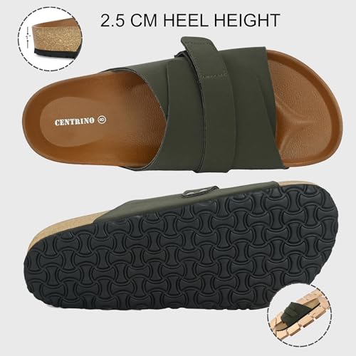 Image of Centrino Mens Cushion Sliders /Slippers| | Open Toe Design |Berkin-Style Slip-On Sandals | Lightweight & Comfortable | Arch Support | On-Grip Sole | Casual Outdoor Wear (6865)