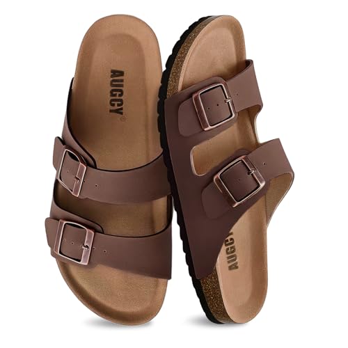 AUGCY Womens Cork Footbed Slides