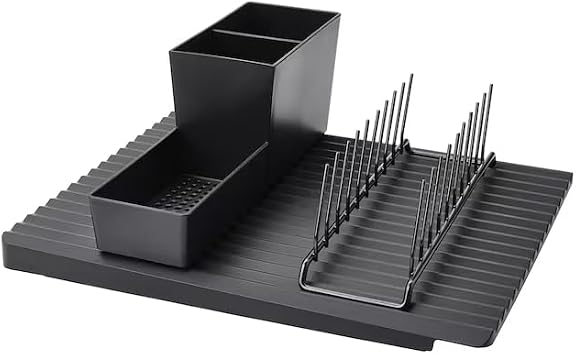 Dish Drying Rack with Drainboard Large Stainless Steel Kitchen Dish Rack for Countertop with Utensil Holder & Cup Rack, Rustproof Dish Drainer for Plates, Bowls, Glasses & Cutlery