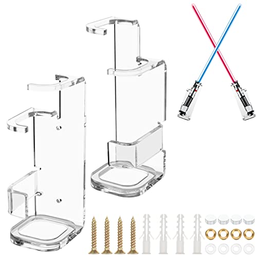 Cosmos 1 Set Lightsaber Stand Wall Mount Lightsaber Duel Crossed Display Stand Acrylic Double Lightsaber Holder for Vertical or Cross Displaying Lightsabers, Darksaber, Wands (Transparent Clear Color)