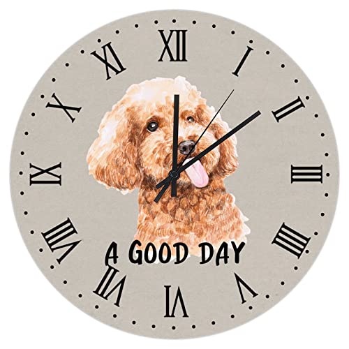 Horloge murale décorative sans tic-tac au design caniche rétro chic - 2