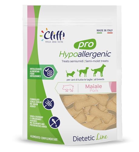 Cliffi Pro Hypoallergenic Semi-umidi Snack per Cani, Maiale, Senza Cereali - 8 confezioni da 100g [tot. 800g]