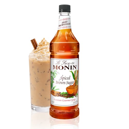 Monin - Spiced Brown Sugar Syrup, Sweet With Hints of Cinnamon, Natural Flavors, Great for Coffee, Desserts, Ciders, and Cocktails, Non-GMO, Gluten-Free (1 Liter)