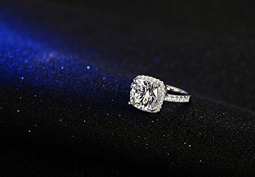 Tenfit Jewelry 3 Carat Vvs1 Simulated Diamond Engagement Ring For Women Silver Wedding Jewelry, Size:7 #TOP3