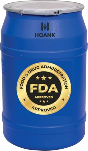 55-Gallon Open Head Water Storage Barrel BPA Free Emergency Water Supply - Eco Friendly - Lever-Lock Lid - Made in USA (Blue)