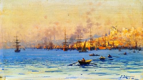 Pintura decorativa Due vedute del Bosforo por Fausto Zonaro, lienzo artístico de 60x90cm