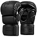 LIBERLUPUS MMA Gloves Sparring Grappling, Open Palm Martial Arts for Men, Muay thai, kickboxing, Punching heavy bag, Boxing Gloves Training- Durable Synthetic Leather with Wrist Support (Black, L-XL)