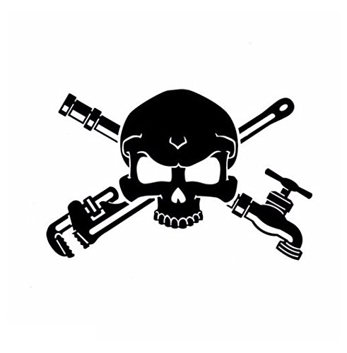 Plumber Skull Cross Wrenches Vinyl Decal Window Sticker Graphic Auto Wall Laptop, Die cut vinyl decal for windows, cars, trucks, tool boxes, laptops,