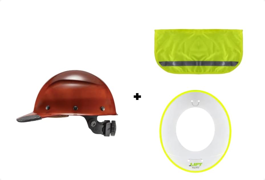 Lift Safety-DAX Fiber Resin Natural Cap Style HDFC-17NG & DAX Sunshade for Cap Hardhats HDSC-20HV Bundle, Medium