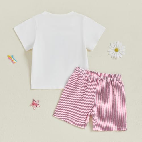 Image of Kayotuas Fourth Of July Toddler Boy Outfit Baby American Flag Clothes Patriotic Shirt Striped Gingham Shorts 2Pcs Summer Sets