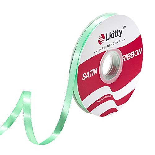 Lkitty 50yard Roll Double Faced Satin Ribbon 100% Polyester Fabric for Gift Wrapping Party Decoration Arrangement Hair Braids Bow Baby Craft Supplies (9mm(3 8 ) x 50yards, Mint)
