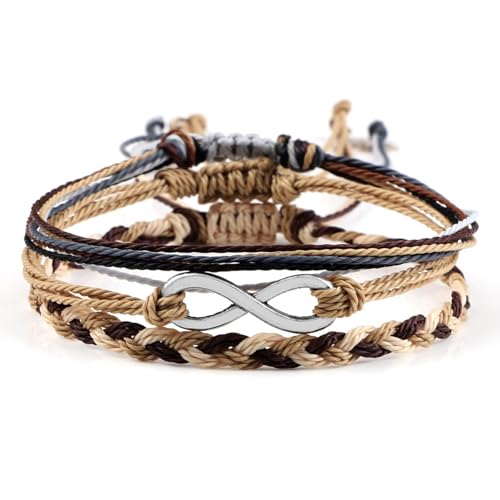 Bracelets bohémiens à cordes YCQYM élastiques 17cm avec perles de l'infini