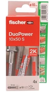 fischer – fischer Duopower 10 x 50 mm mit Schrauben, 4U, Wanddübel aus