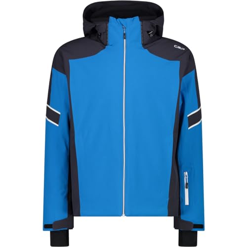 Apertura full zip, due tasche laterali e una sull’avambraccio zippate, cappuccio removibile, coulisse sul fondo giacca, chiusura polso regolabile con velcro, polsini interni con costina elastica, logo CMP sulla spalla e sul cappuccio