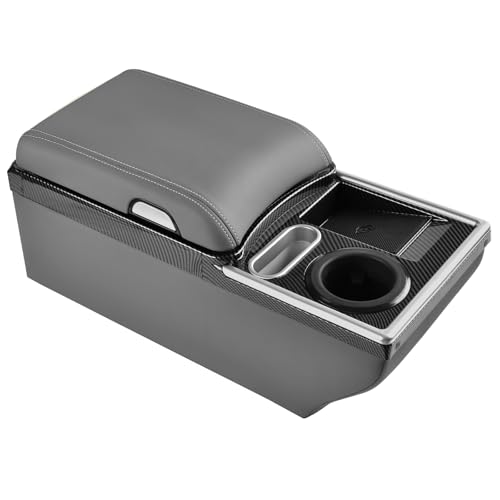 Image of Coverado Center Console, Universal Bench Seat Center Console, Truck Back Seat Car Organizer with Cup Holder, Rear Central Car Armrest Box with Storage, Gray