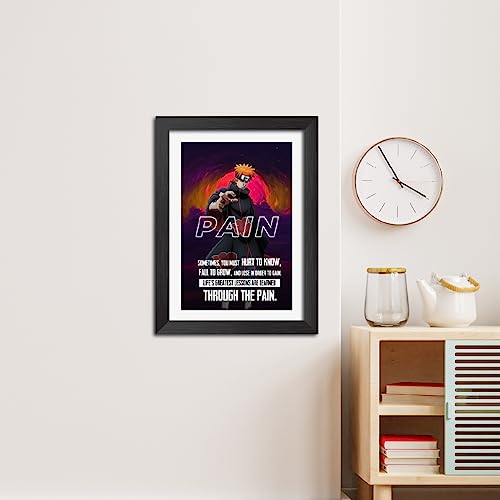 Image of TenorArts Pain Nagato Poster Naruto Anime Quotes Laminated Photo Frame Painting with Matt Finish Black Textures (12 inches x 9inches)