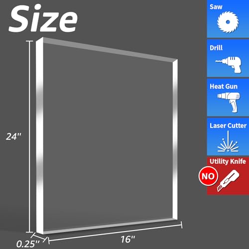 Image of Art3d Plexiglass Sheets, Clear & Durable, 2-Pack of 16 x 24 inch