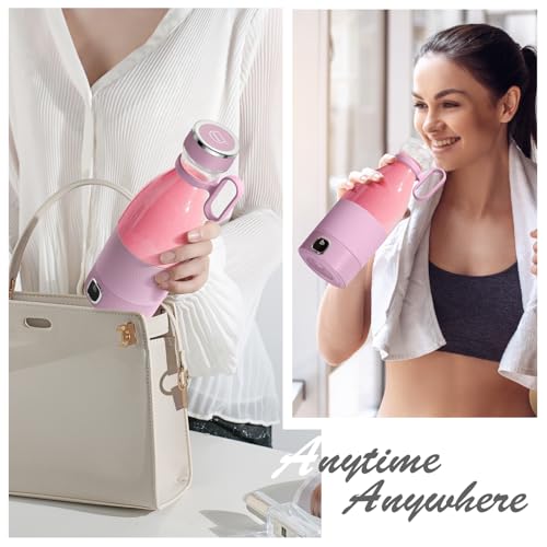 Image of 350ml Portable Blender, Fresh Juice Blender for Shakes & Smoothies-Pink | For Juice Shakes and Smoothies,with Led Display Usb Rechargeable,3000mAh Rechargeable Battery,for Home Sport Outdoor Travel