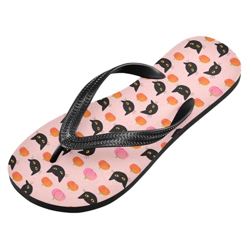 Burbuja Black Cat Pumpkins Flip Flops for Women Men, Soft Thong Sandals Rubber Slippers for Pool Beach Essentials2