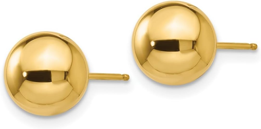 10k Solid Yellow Gold Polished 8mm Ball Post Earrings 8x8mm Wide 8mm Thick Ball Earring for Women