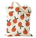 Miss Adola Bolsa de lona estética para mujer, bolsa de tela resistente de algodón con patrón de bolsa de hombro, Melocotón, Talla única