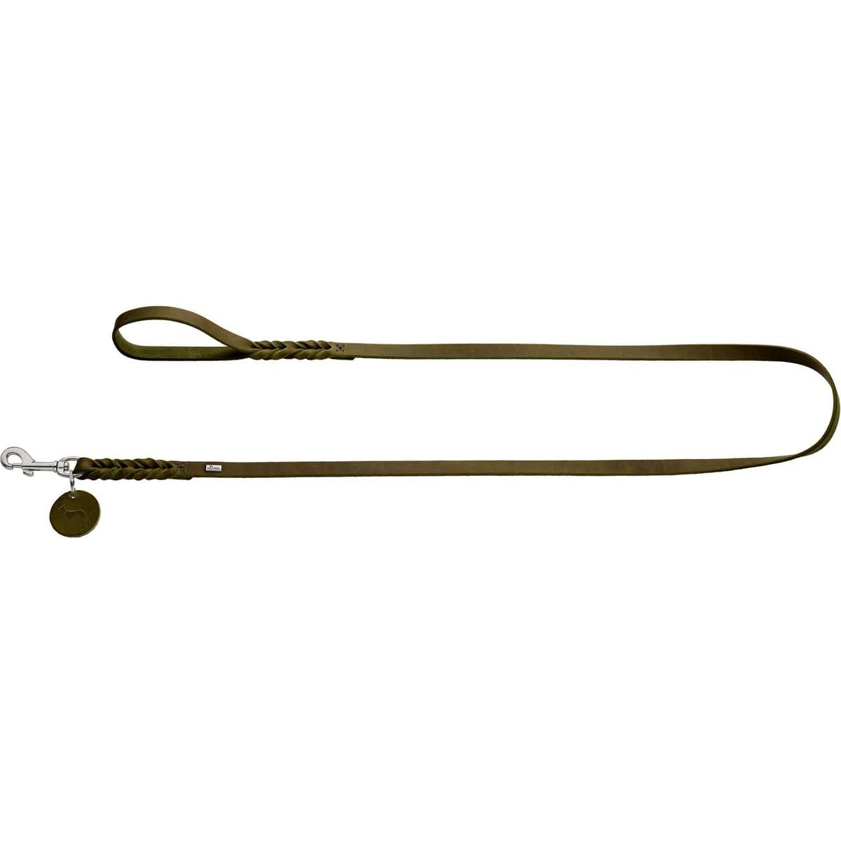 HUNTER Solid Education Correa para Perro de Piel Trenzada, Resistente, Suave, Correa de Mano, 1,6 x 200 cm, Verde Oliva