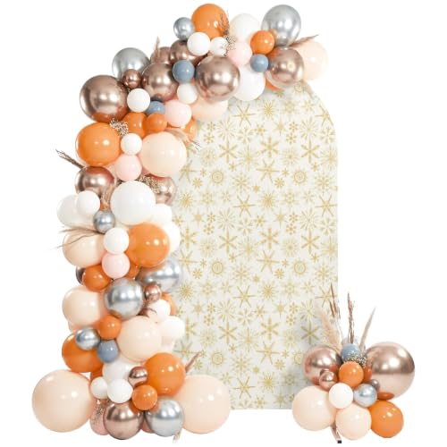 7.2 Ft Arch Backdrop Cover for Wedding Party, Beige Christmas