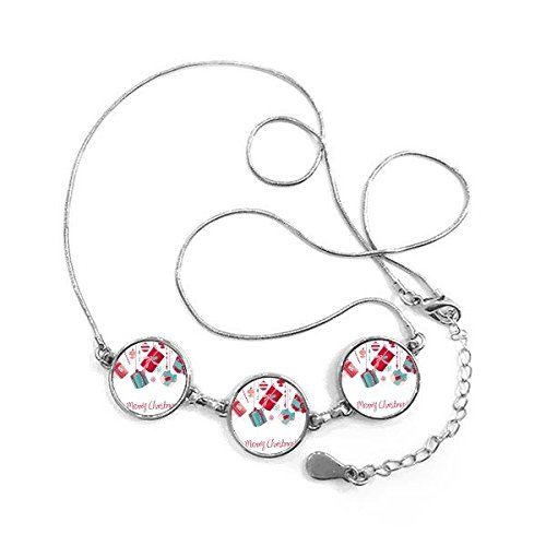 Collier pendentif flocon de neige et illustration Noël rond