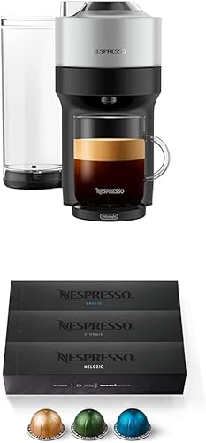 Miniatura 1 de Nespresso Vertuo Pop+ Deluxe - Máquina de café y espresso de De'Longhi, plata y cápsulas VertuoLine, café tostado medio y oscuro, paquete variado,