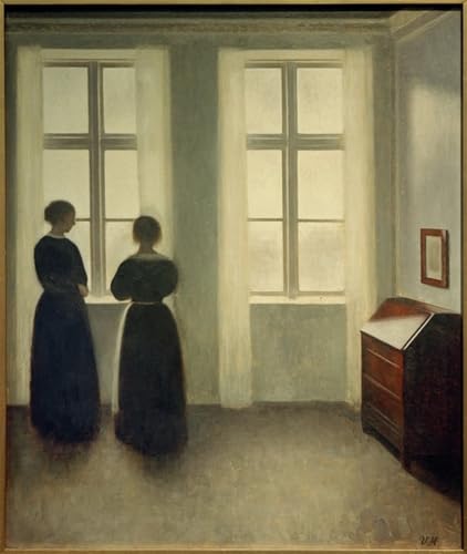 Cuadro Vilhelm Hammershoi pintura decorativa de salón para pared nórdica lienzo 60x90cm