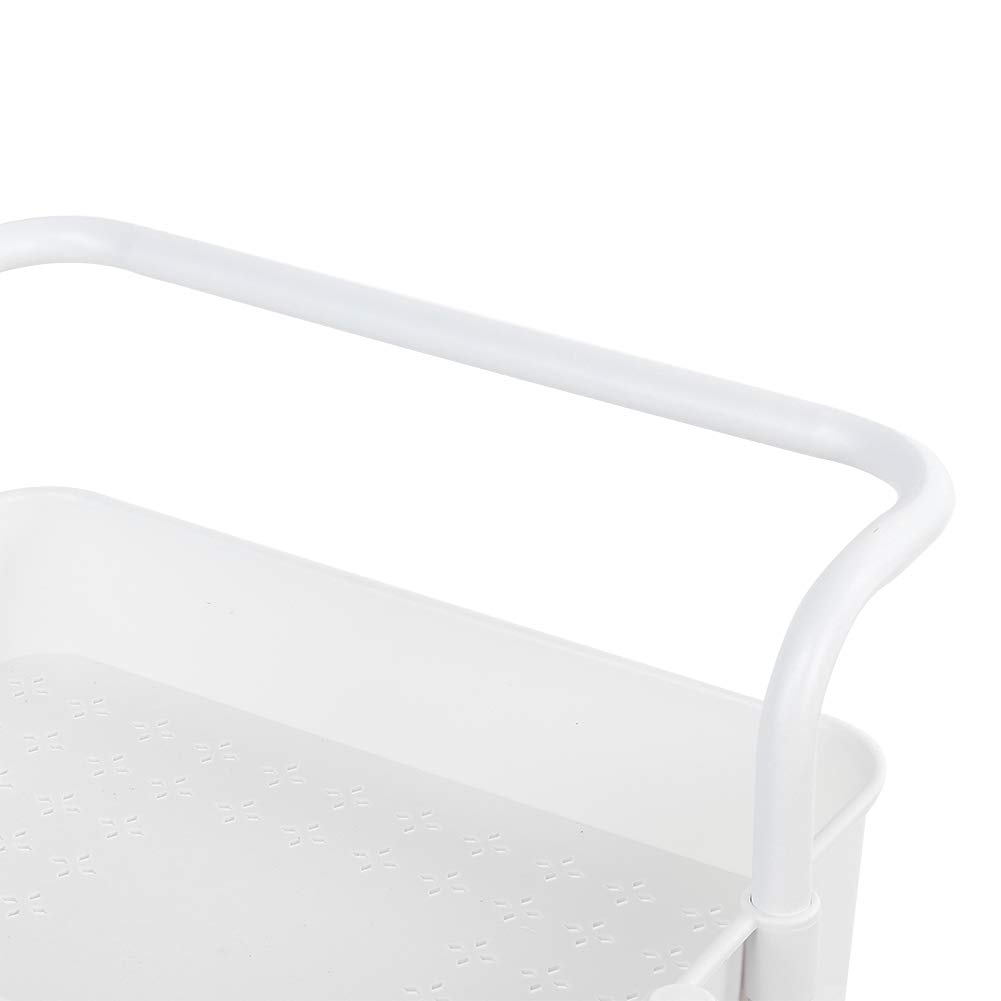 para Carrito de Almacenamiento, Carrito utilitario con Ruedas Delgado de 3 Niveles con estantes Huecos, para Cocina, despensa, baño, con Ruedas y asa para un fácil (Blanca)