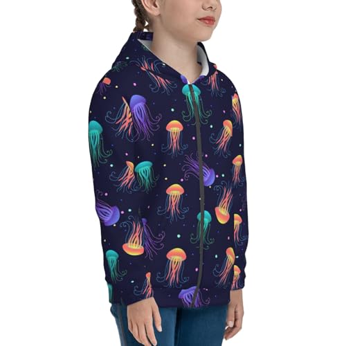 Sea Jellyfish Kid Hoodies Boys Zip Up Sweatshirts Girls Pullover with Pocket4