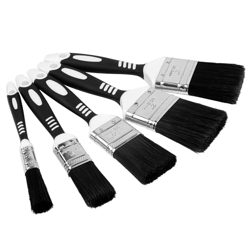 ASAB 5PC Paint Brush Set with No Bristle Loss Premium Wall Paint Brush Set for Decorating Smooth Finish with Emulsion Gloss Satin Paint Brush for Painting Varnishing Walls Ceilings Assorted Sizes Pack