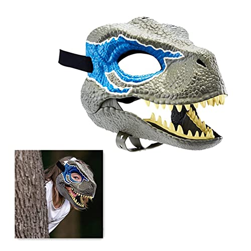 Máscara de dinossauro com mandíbula em movimento, máscara de látex atraente de raptor, máscara de di