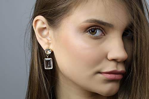 Pierre de naissance avril boucles d'oreilles or quartz cristal - 4