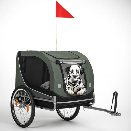 SPRINGOS Remorque de vélo pour chiens jusqu'à 40 kg avec drapeau