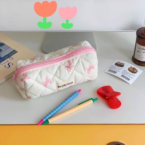 Image of Carry bloom Pencil Pouch Cute Pencil Case for Girls Aesthetic Pencil Bag with Zipper Pen Cases School Supplies Makeup Bag (butterfly pink)