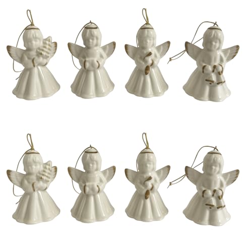 hausleben Porzellan Glockenengel Anhänger 8er Set – Weihnachtsdeko...
