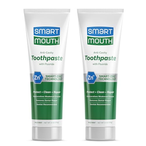 SmartMouth Premium Zinc Ion Toothpaste - Whitening - with Fluoride - Refreshing, Anti-Cavity Toothpaste for Adults - Strengthens Enamel - Mild Mint Flavor, 6 oz (2 Pack)