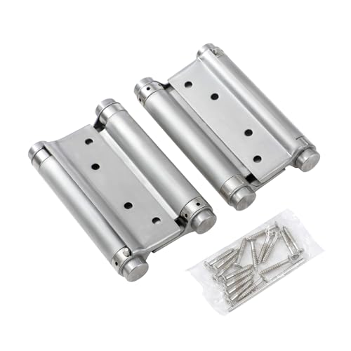 KATSU Bisagras de Resorte de Doble Acción de 5 125mm, 1 Par con Tornillos Bisagras de Acero Inoxidable para Puertas Batientes Dobles para Puertas Internas y Externas de Cocina de Salón 54611050